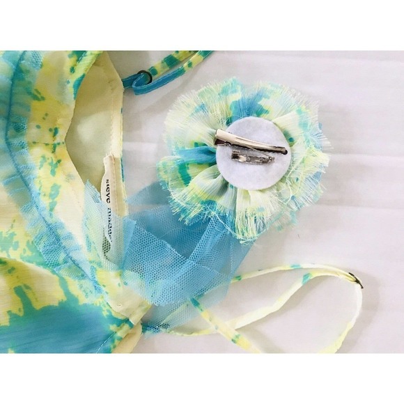 Steve Madden | Tie Dye Draped Top Sz XS Yellow Blue Lace Spaghetti Strap Fringe - Picture 12 of 13